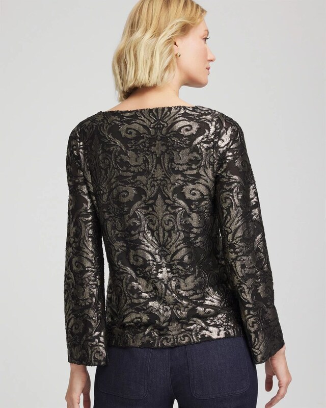 Art Deco Burnout Jacquard Top - image 3